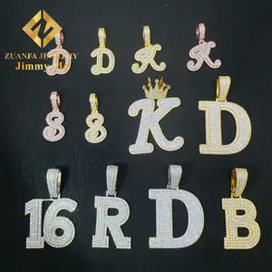 Benutzer definierter Luxus schmuck 2in 925 Sterling Silber Iced Out VVS1 Moissan ite Diamond Letter Initial K P Name Anhänger Halskette Männer