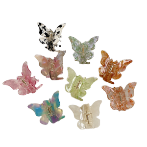 <span class=keywords><strong>Pince</strong></span> à <span class=keywords><strong>cheveux</strong></span> vintage chic en forme de <span class=keywords><strong>crabe</strong></span> pour filles, accessoire de coiffure papillon en acétate d'illusion et métal durable. - Product Image 1