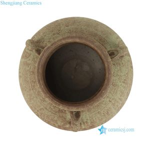 RXGC01-A Pot <span class=keywords><strong>en</strong></span> céramique terracotta rustique vieilli à trois poignées, vase vintage texturé brut style Wabi-Sabi - Product Image 3