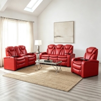 Sofá Reclinable Eléctrico de Cuero Genuino de 3, 2 y 1 Plazas, Moderno, de Fábrica, con Mesa Auxiliar para Sala de Estar, Juego de Muebles