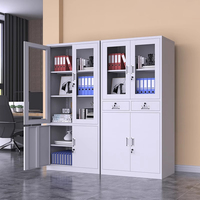 Archivador de Acero de 2 Cajones con Puerta de Vidrio para Oficina, Fácil Clasificación de Archivos para Almacenamiento en el Lugar de Trabajo