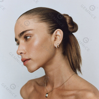 Boucles d'oreilles créoles miniatures Gemnel en argent 925 avec émeraude naturelle brésilienne taillée, plaquées or, pour femmes