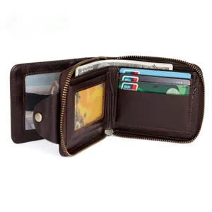 Men's Wallet Business Vintage Leather Cowhide Wallet Multi Card Short Short Clutch Top Leather Wallet 01 Pu Custom