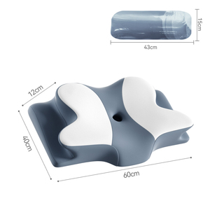 Almohada Ergonómica de Espuma Viscoelástica Premium con Soporte para Cuello y Hombros, Diseño de Mariposa, Color Marino/Sólido, para Todo Tipo de Dormilones - Product Image 3