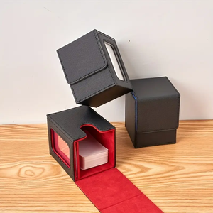 Boîte <span class=keywords><strong>de</strong></span> pont en cuir PU <span class=keywords><strong>de</strong></span> style moderne et écologique avec fonction <span class=keywords><strong>de</strong></span> retournement <span class=keywords><strong>de</strong></span> <span class=keywords><strong>jeu</strong></span> magnétique <span class=keywords><strong>100</strong></span> + porte-cartes pour logo personnalisable TCG - Product Image 5