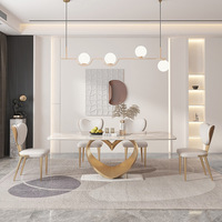 Table à manger rectangulaire en marbre, style luxe léger, durable, avec chaises, mobilier moderne pour la maison, idéale pour les petits espaces