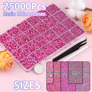 25000 Piezas de Diamantes de Imitación de Resina para Decoración, Multicolor, 3mm, Parte Posterior Plana, para Arte con Diamantes, con 10ml de Pegamento para Joyería B7000 - Product Image 1