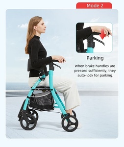 אלומיניום <span class=keywords><strong>4</strong></span> גלגל הטוב ביותר מתגלגל הליכון קשישים טיפול רב תפקודי וולקר עם מושב לקשישים - Product Image 5