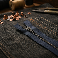 Fabricant YYX Haute Qualité # Fermeture éclair semi-verrouillable à 4 dents en laiton, ruban bleu-noir, extrémité fermée, pour jeans