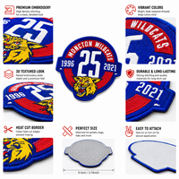 Badges brodés personnalisés en 3D avec logo en relief, patchs thermocollants brodés, patchs à coudre, patchs brodés personnalisés pour vêtements