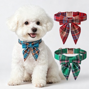 <span class=keywords><strong>Collier</strong></span> pour <span class=keywords><strong>chien</strong></span> Tanpopo, accessoires de Noël tendance, nœud papillon à carreaux, style britannique, boucle couleur or rose - Product Image 1