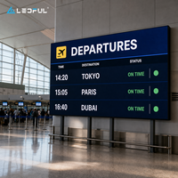 Mur d'informations LED large P1.86 pour hall d'arrivée d'aéroport avec technologie COB et résolution 4K, installation fixe