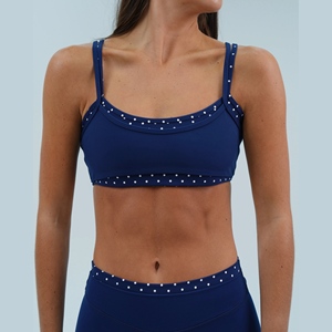 Polka Dot Trim Patchwork Color <b>Block</b> Moisture Wicking Tank Top Eco-friendly Recycled Fabric Sportswear Running Yoga Suits - Product Image 2