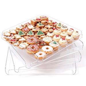 Bandejas de Servir Acrílicas Transparentes para Comida, Cupcakes, Postres, Galletas, Bocadillos, <span class=keywords><strong>Charolas</strong></span> para Postres - Product Image 1