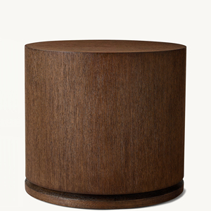 Muebles Modernos de Lujo para Sala de Estar, Mesa Auxiliar Redonda de Madera de Roble Blanco Macizo con Pedestal Delgado, Muebles de Madera Hechos a Mano - Product Image 3