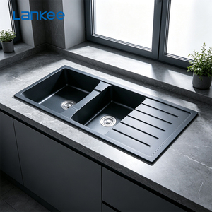 Évier <span class=keywords><strong>en</strong></span> granit naturel, évier noir <span class=keywords><strong>en</strong></span> <span class=keywords><strong>pierre</strong></span> de quartz, évier de cuisine <span class=keywords><strong>en</strong></span> granit avec planche - Product Image 1