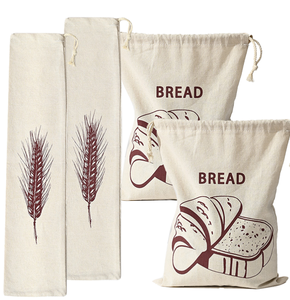 Bolsa de almacenamiento para pan francés con logo personalizado impreso, ecológica y reutilizable, de algodón orgánico y lino. - Product Image 2