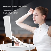Miroir de maquillage portable à LED réglable en hauteur pour bureau, vente en gros, logo personnalisable, pliable, grossissement 10x