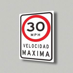 علامة حد السرعة <span class=keywords><strong>30</strong></span> ميلا في الساعة-الإنجليزية-الإسبانية ثنائية اللغة ، لسلامة الطرق وتنظيمها - Product Image 1