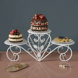 Heart Shaped Round 3 Tier <b>Cake</b> <b>Stand</b> Sturdy Metal Serving Tray for <b>Cake</b> Pastries Party Decor Christmas Thanksgiving - Product Image 1