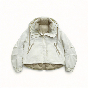Doudoune courte pour <span class=keywords><strong>femme</strong></span> - 90% duvet de canard blanc, manteau d'hiver chaud, <span class=keywords><strong>parka</strong></span> matelassée élégante à ourlet superposé - Logo personnalisé - Product Image 1