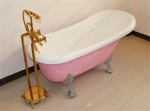 <span class=keywords><strong>Baignoire</strong></span> autoportante classique ovale rose en acrylique à pieds, pour salle de bain intérieure, avec pieds - Product Image 6