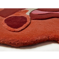Tapis en laine rouge uni contemporain, fait main, tufté, forme ovale moderne, adapté aux animaux domestiques, antidérapant, à poils longs, pour salon.