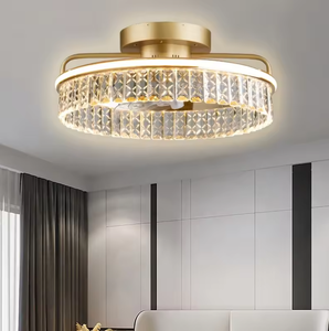 Zèle Éclairage Nordique Moderne K9 Cristal Or Couleur Led Ventilateur De Plafond Lustre Lumière - Product Image 4