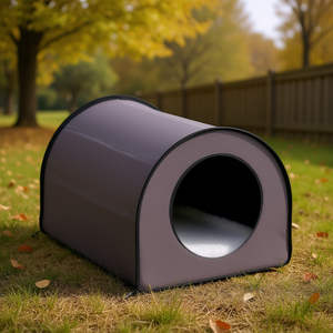 Casa de gato con calefacción portátil para exteriores, refugio para mascotas elevado aislado impermeable, diseño marrón seguro para animales pequeños - Product Image 2