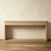 Meubles de salon de style rétro, table console en bois massif avec plateau en marbre, couleur personnalisable, avec 3 tiroirs pour appartement ou villa