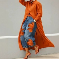 Ensemble pantalon et haut long 2 pièces décontracté en polyester et élasthanne à motif imprimé, style transfrontalier euro-américain, pour femme, collection 2026