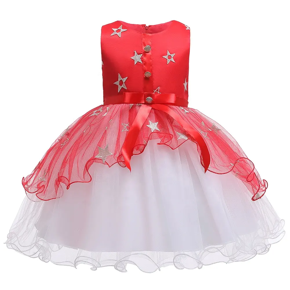 Frische und niedliche Party Tutu Mädchen Kleid Stickerei Schleife Kleid für Mädchen Prinzessin für 10 Jahre Mädchen Kleider Großhandel