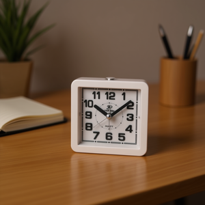 Desk <b>Clock</b> Silent Alarm <b>Clock</b> Square <b>White</b> Pink Gray Quartz Wall Table <b>Clock</b> For Home Office Bedroom Use - Product Image 3