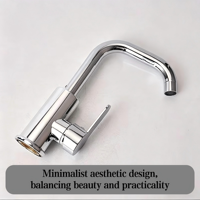 Robinet de lavabo de salle de bain monotrou en acier inoxydable à montage sur plan avec cartouche céramique, design moderne pour chambre à coucher