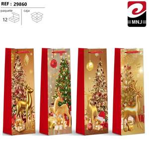 Bolsa de Vino de Plástico con Estampado Dorado de 12.8*36*8.4 cm para Regalos Navideños y Artículos Festivos - Product Image 2