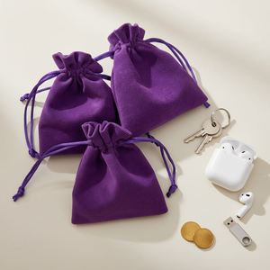 Sacs à bijoux imprimés avec logo personnalisé, sacs cadeaux en velours, emballages écologiques pour bijoux, montres, lunettes, pochette en daim - Product Image 2