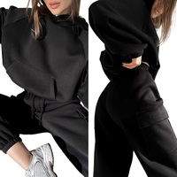 Ensemble sweat-shirt tricoté anti-boulochage à manches longues pour femme, nouvelle mode hiver, avec capuche et fermeture éclair frontale, doublé, style sportif