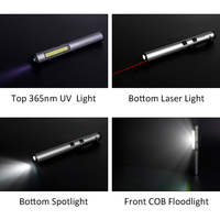 USB 可充电紫外线 LED 手电筒多功能激光笔手电筒带指示灯磁性袖珍手持工作灯
