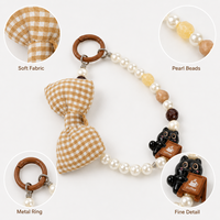 Porte-clés Lapin en Peluche Mignon avec Perles et Nœud, Breloque de Sac Kawaii, Pendentif pour Clés, Chaîne de Téléphone, Accessoire de Sac à Main Dessin Animé, Cadeau