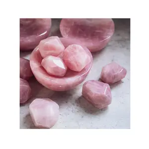 Прямая поставка с завода, оптовая продажа, натуральный драгоценный камень, ручная резка, розовый кварц, круглые лечебные кристаллы, чаши