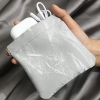 2 pièces en gros pochette cadeau de bijoux à fermeture automatique étanche PU Shrapnel mini pochette de rangement d'accessoires de voyage en cuir