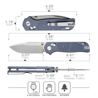 Couteau de poche multifonctionnel avec manche G10, couteau pliant d'extérieur, couteau de survie tactique portable pour le camping, couteau d'autodéfense, outils multiples