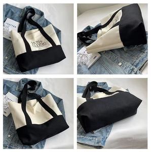 Sac fourre-tout en toile pour femmes, nouveau style, tendance, écologique, pour les courses, avec poche et fermeture éclair - Product Image 2