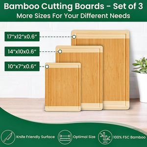 เขียงไม้ไผ่3ชิ้นเป็นมิตรต่อสิ่งแวดล้อมสำหรับใช้ในครัวเขียงไม้ - Product Image 3