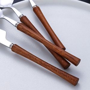 Popular New Dinnerware Knife <b>Fork</b> <b>Spoon</b> Kitchen Stainless Steel Knife <b>Fork</b> <b>Spoon</b> Wooden Flatware <b>Set</b> - Product Image 3