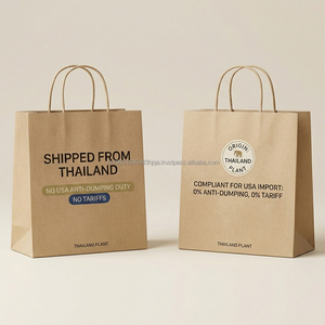 Thailand plant no tariff Custom Biodegradable Brown to Go Delivery Restaurant Takeout Packaging food TakeAway Kraft Paper bag - Product Image 1