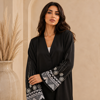 Nouvelle Abaya d'Usine OEM/ODM Dubaï, Kimono Islamique de Luxe pour l'Aïd, Robe Musulmane Femme, Abaya Somptueuse Florale Texturée en 3D et Pudique