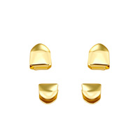 Grillz dentaire hip-hop plaqué or sur mesure pour un seul dôme, vente en gros directe usine