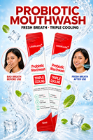 Liquide nettoyant pour les dents probiotique de conception britannique, sachets individuels de 12 ml, haleine fraîche