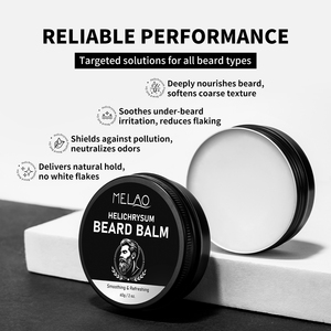 Bálsamo para barba OEM Helichrysum para hombres con manteca de karité, aceite de jojoba, fijación natural, suavizante, sin residuos blancos. - Product Image 3